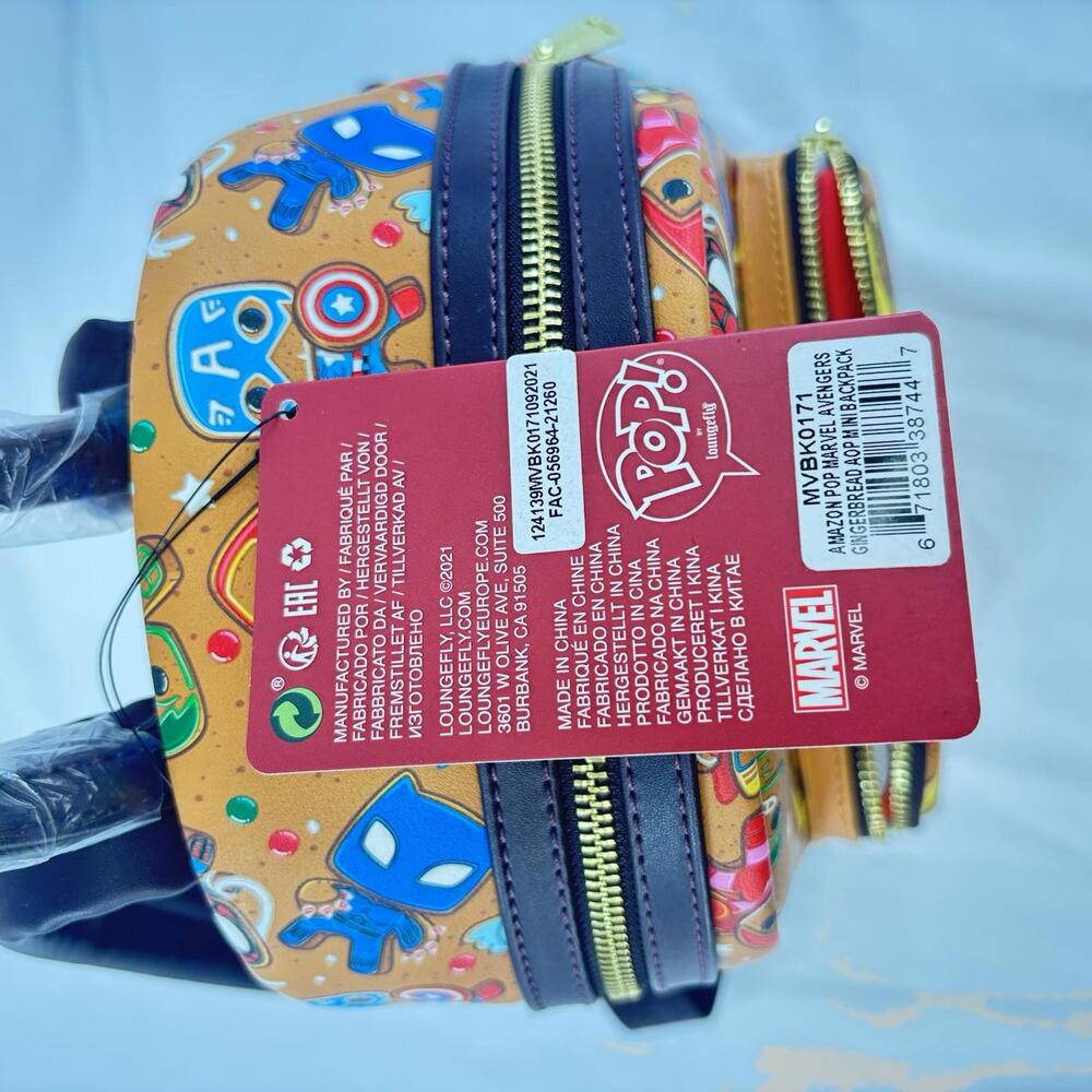 Loungefly Marvel Avengers Gingerbread Mini Backpack Holiday Christmas Exclusive - Picture 6 of 8